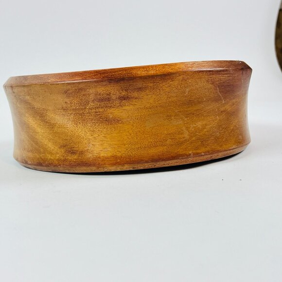 Handcrafted Wooden Bowl 10" Diameter Vintage Charm Rustic Décor Stained Hardwood - Picture 8 of 8